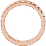 14K Gold Round Lab-Grown Diamond Single Sided Stepped-Edge Anniversary Band – 2.5 mm Stones - Rose Gold - view 2
