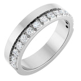 14K Gold Round Lab-Grown Diamond Single Sided Stepped-Edge Anniversary Band – 2.5 mm Stones - White Gold