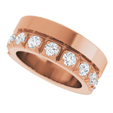 14K Gold Round Lab-Grown Diamond Single Sided Stepped-Edge Anniversary Band – 3 mm Stones - Rose Gold - view 5