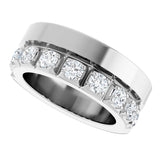 14K Gold Round Natural Diamond Single Sided Stepped-Edge Anniversary Band – 3 mm Stones - White Gold - view 5