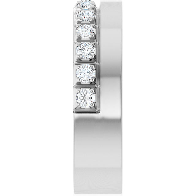 14K Gold Round Lab-Grown Diamond Single Sided Stepped-Edge Anniversary Band – 2.5 mm Stones - White Gold - view 4