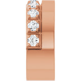 14K Gold Round Lab-Grown Diamond Single Sided Stepped-Edge Anniversary Band – 3 mm Stones - Rose Gold - view 4