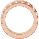14K Gold Round Lab-Grown Diamond Single Sided Stepped-Edge Anniversary Band – 3 mm Stones - Rose Gold - view 2