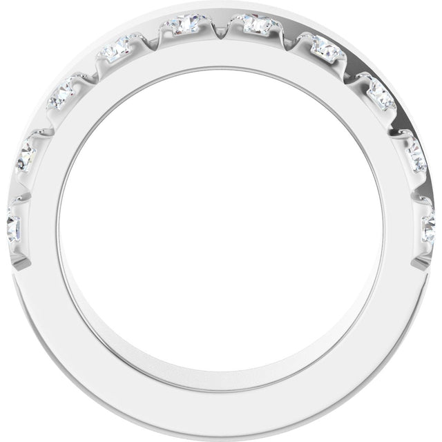 14K Gold Round Natural Diamond Single Sided Stepped-Edge Anniversary Band – 3 mm Stones - White Gold - view 2
