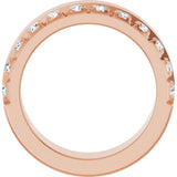 14K Gold Round Lab-Grown Diamond Single Sided Stepped-Edge Anniversary Band – 3 mm Stones - Rose Gold - view 2