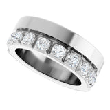 14K Gold Round Lab-Grown Diamond Single Sided Stepped-Edge Anniversary Band – 3 mm Stones - White Gold - view 5