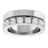 14K Gold Round Lab-Grown Diamond Single Sided Stepped-Edge Anniversary Band – 3 mm Stones - White Gold - view 3