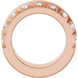 14K Gold Round Lab-Grown Diamond Single Sided Stepped-Edge Anniversary Band – 3 mm Stones - Rose Gold - view 2
