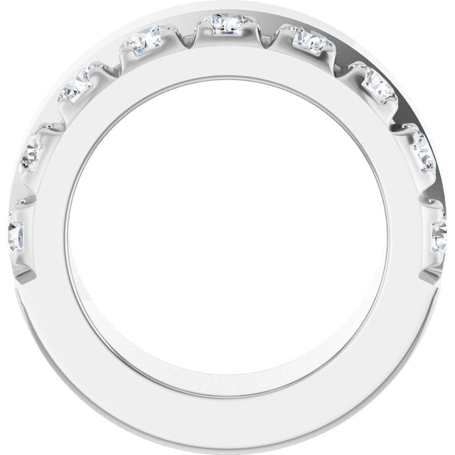 14K Gold Round Lab-Grown Diamond Single Sided Stepped-Edge Anniversary Band – 3 mm Stones - White Gold - view 2