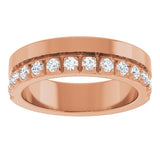 14K Gold Round Natural Diamond Single Sided Stepped-Edge Anniversary Band – 2.5 mm Stones - Rose Gold - view 3