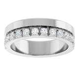 14K Gold Round Lab-Grown Diamond Single Sided Stepped-Edge Anniversary Band – 2.5 mm Stones - White Gold - view 3