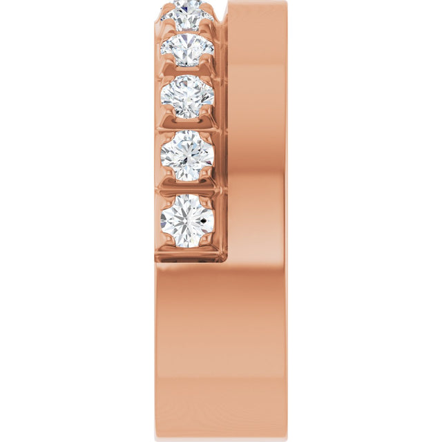 14K Gold Round Lab-Grown Diamond Single Sided Stepped-Edge Anniversary Band – 3 mm Stones - Rose Gold - view 4