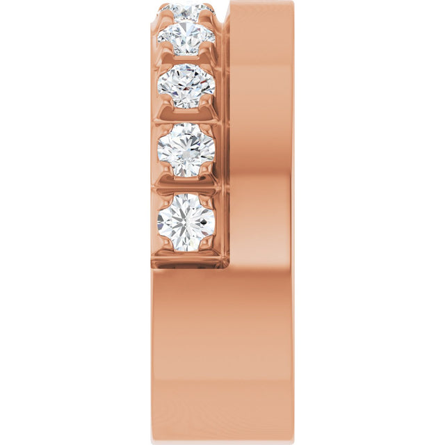 14K Gold Round Lab-Grown Diamond Single Sided Stepped-Edge Anniversary Band – 3 mm Stones - Rose Gold - view 4