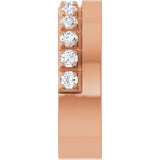 14K Gold Round Natural Diamond Single Sided Stepped-Edge Anniversary Band – 3 mm Stones - Rose Gold - view 4