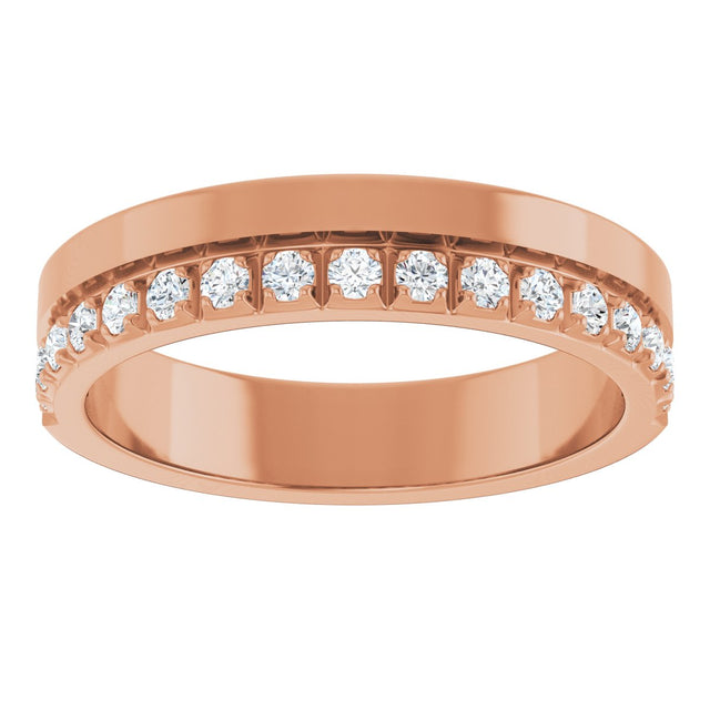 14K Gold Round Lab-Grown Diamond Single Sided Stepped-Edge Anniversary Band – 2.5 mm Stones (1 CTW) - Rose Gold - view 3