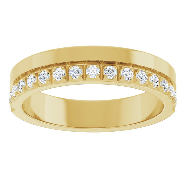 14K Gold Round Lab-Grown Diamond Single Sided Stepped-Edge Anniversary Band – 2.5 mm Stones (1 CTW) - Yellow Gold - view 3