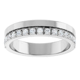 14K Gold Round Lab-Grown Diamond Single Sided Stepped-Edge Anniversary Band – 2.5 mm Stones (1 CTW) - White Gold - view 3