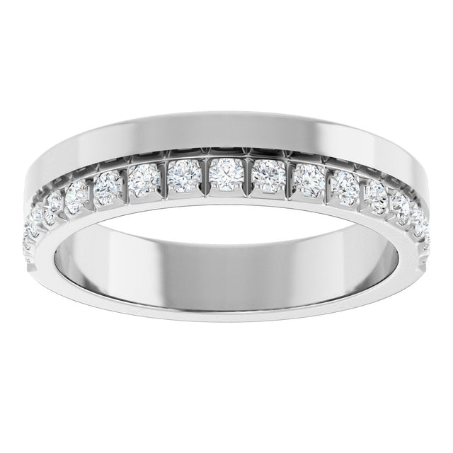 14K Gold Round Lab-Grown Diamond Single Sided Stepped-Edge Anniversary Band – 2.5 mm Stones (1 CTW) - White Gold - view 3