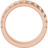 14K Gold Round Lab-Grown Diamond Single Sided Stepped-Edge Anniversary Band – 3 mm Stones - Rose Gold - view 2