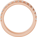 14K Gold Round Natural Diamond Single Sided Stepped-Edge Anniversary Band – 2.5 mm Stones - Rose Gold - view 2