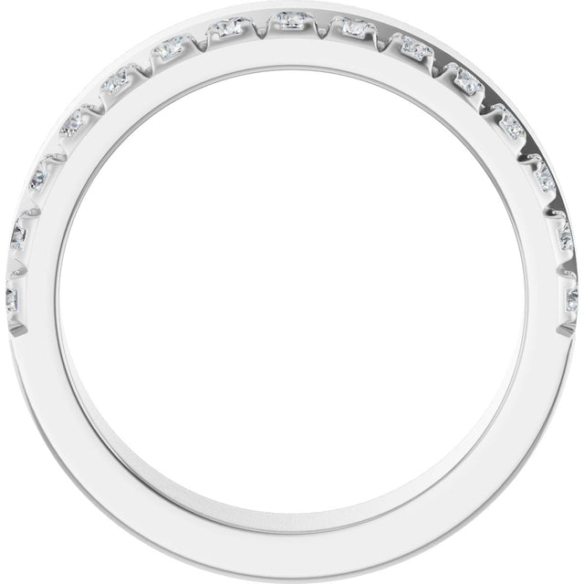 14K Gold Round Lab-Grown Diamond Single Sided Stepped-Edge Anniversary Band – 2.5 mm Stones - White Gold - view 2