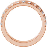 14K Gold Round Natural Diamond Single Sided Stepped-Edge Anniversary Band – 3 mm Stones - Rose Gold - view 2