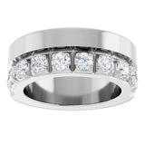 14K Gold Round Lab-Grown Diamond Single Sided Stepped-Edge Anniversary Band – 3 mm Stones - White Gold - view 3