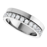 14K Gold Round Lab-Grown Diamond Single Sided Stepped-Edge Anniversary Band – 2.5 mm Stones - White Gold - view 5