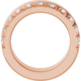 14K Gold Round Lab-Grown Diamond Single Sided Stepped-Edge Anniversary Band – 2.5 mm Stones - Rose Gold - view 2
