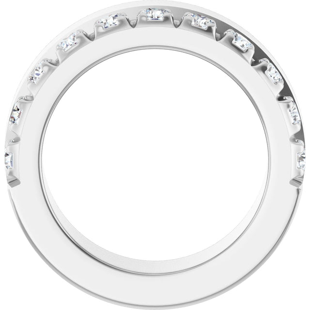 14K Gold Round Lab-Grown Diamond Single Sided Stepped-Edge Anniversary Band – 2.5 mm Stones - White Gold - view 2