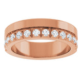 14K Gold Round Lab-Grown Diamond Single Sided Stepped-Edge Anniversary Band – 2.5 mm Stones - Rose Gold - view 3