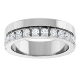 14K Gold Round Lab-Grown Diamond Single Sided Stepped-Edge Anniversary Band – 2.5 mm Stones - White Gold - view 3