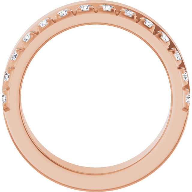 14K Gold Round Lab-Grown Diamond Single Sided Stepped-Edge Anniversary Band – 2.5 mm Stones - Rose Gold - view 2