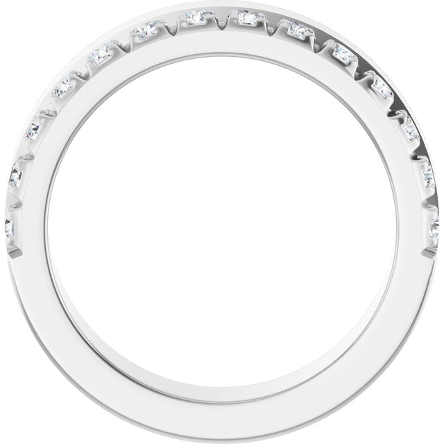 14K Gold Round Lab-Grown Diamond Single Sided Stepped-Edge Anniversary Band – 2.5 mm Stones - White Gold - view 2