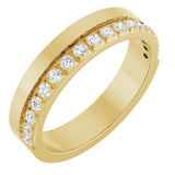 14K Gold Round Natural Diamond Single Sided Stepped-Edge Anniversary Band – 2.5 mm Stones (1 CTW) - Yellow Gold