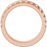 14K Gold Round Lab-Grown Diamond Single Sided Stepped-Edge Anniversary Band – 2.5 mm Stones - Rose Gold - view 2