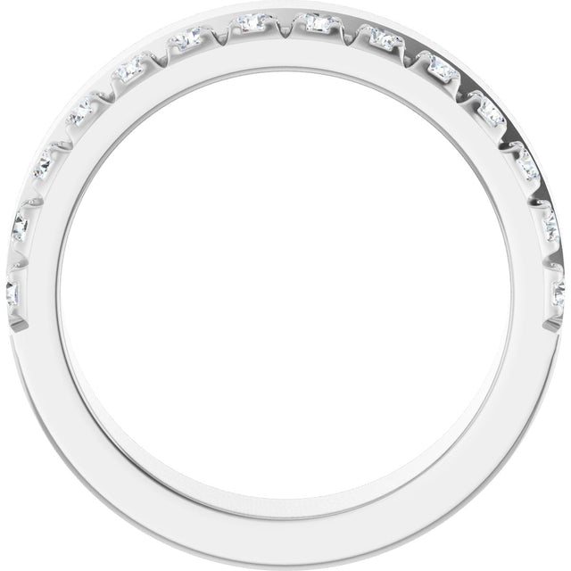 14K Gold Round Natural Diamond Single Sided Stepped-Edge Anniversary Band – 2.5 mm Stones - White Gold - view 2