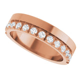 14K Gold Round Lab-Grown Diamond Single Sided Stepped-Edge Anniversary Band – 3 mm Stones - Rose Gold - view 5