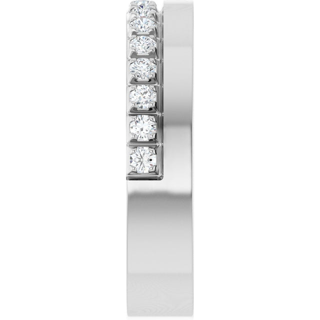 14K Gold Round Lab-Grown Diamond Single Sided Stepped-Edge Anniversary Band – 2.5 mm Stones (1 CTW) - White Gold - view 4
