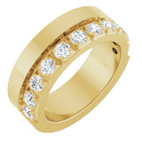 14K Gold Round Lab-Grown Diamond Single Sided Stepped-Edge Anniversary Band – 3 mm Stones - Yellow Gold