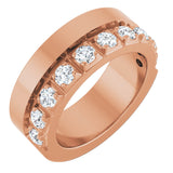 14K Gold Round Lab-Grown Diamond Single Sided Stepped-Edge Anniversary Band – 3 mm Stones - Rose Gold