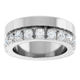 14K Gold Round Lab-Grown Diamond Single Sided Stepped-Edge Anniversary Band – 2.5 mm Stones - White Gold - view 3