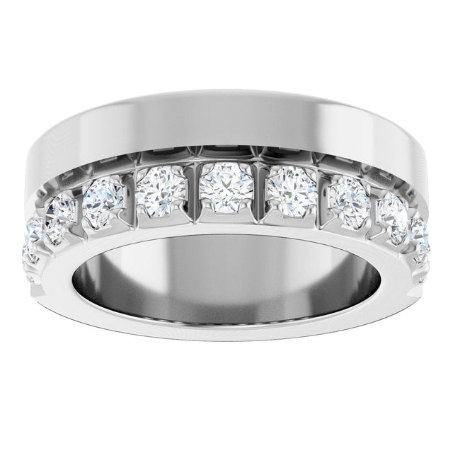 14K Gold Round Lab-Grown Diamond Single Sided Stepped-Edge Anniversary Band – 2.5 mm Stones - White Gold - view 3