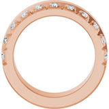 14K Gold Round Lab-Grown Diamond Single Sided Stepped-Edge Anniversary Band – 3 mm Stones - Rose Gold - view 2