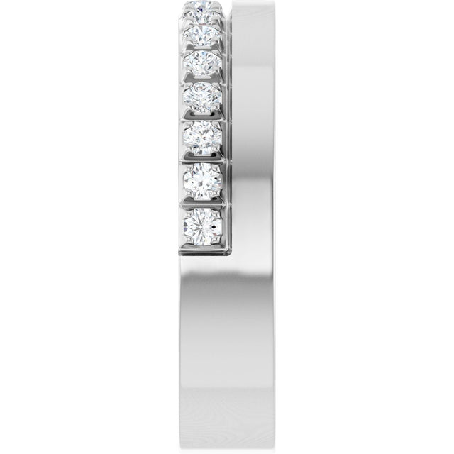 14K Gold Round Lab-Grown Diamond Single Sided Stepped-Edge Anniversary Band – 2.5 mm Stones (1 CTW) - White Gold - view 4