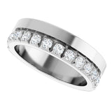 14K Gold Round Lab-Grown Diamond Single Sided Stepped-Edge Anniversary Band – 2.5 mm Stones - White Gold - view 5