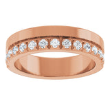 14K Gold Round Lab-Grown Diamond Single Sided Stepped-Edge Anniversary Band – 2.5 mm Stones - Rose Gold - view 3