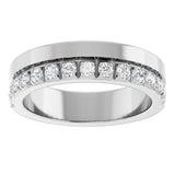 14K Gold Round Lab-Grown Diamond Single Sided Stepped-Edge Anniversary Band – 2.5 mm Stones - White Gold - view 3