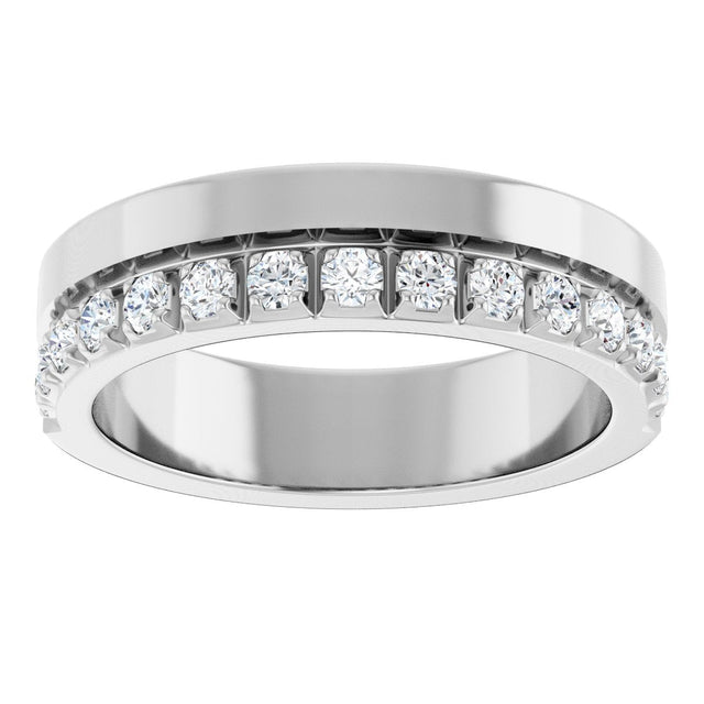 14K Gold Round Lab-Grown Diamond Single Sided Stepped-Edge Anniversary Band – 2.5 mm Stones - White Gold - view 3