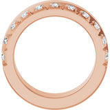 14K Gold Round Lab-Grown Diamond Single Sided Stepped-Edge Anniversary Band – 3 mm Stones - Rose Gold - view 2